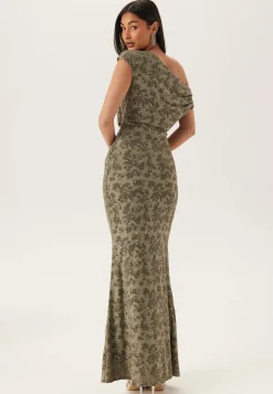 Asymmetric Draped Burnout Maxi Dress