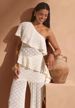 Asymmetric Frill Lace Top