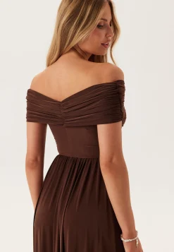 Bardot Rouched Maxi Split Dress