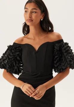 Bardot Ruffle Sleeve Maxi Dress