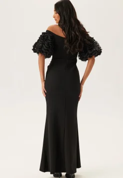Bardot Ruffle Sleeve Maxi Dress