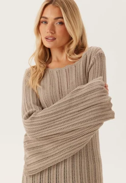 Boat Neck Structure Knitted Dress