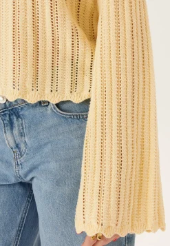 Boat Neck Structure Knitted Sweater