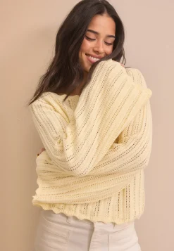Boat Neck Structure Knitted Sweater