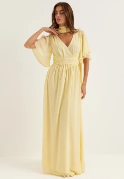 Butterfly Sleeve Chiffon Gown
