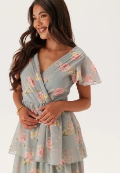 Butterfly Sleeve Flounce Dress