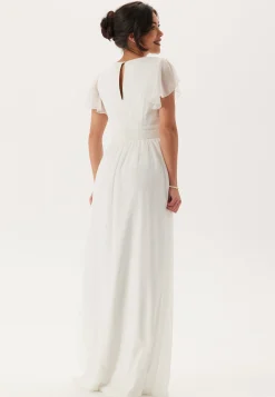 Butterfly Sleeve Pleated Wedding Gown
