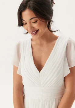 Butterfly Sleeve Pleated Wedding Gown