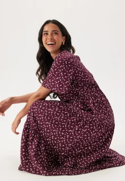 Butterfly Sleeve Viscose Midi Dress