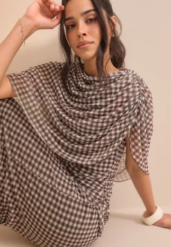 Cape Mesh Ankle Dress