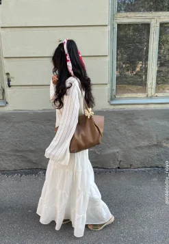 Cotton Dobby Dot Maxi Skirt
