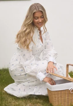 Cotton Pleated Maxi Dress