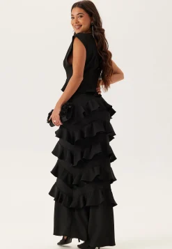 Deep V-Neck Flounce Gown