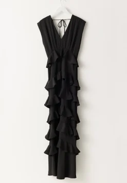 Deep V-Neck Flounce Gown