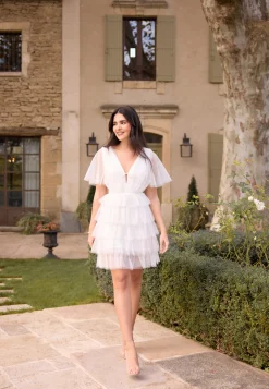 Deep V-neck Tulle Dress