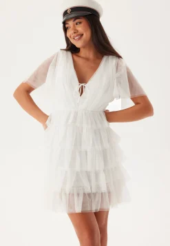 Deep V-neck Tulle Dress