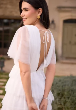 Deep V-neck Tulle Dress