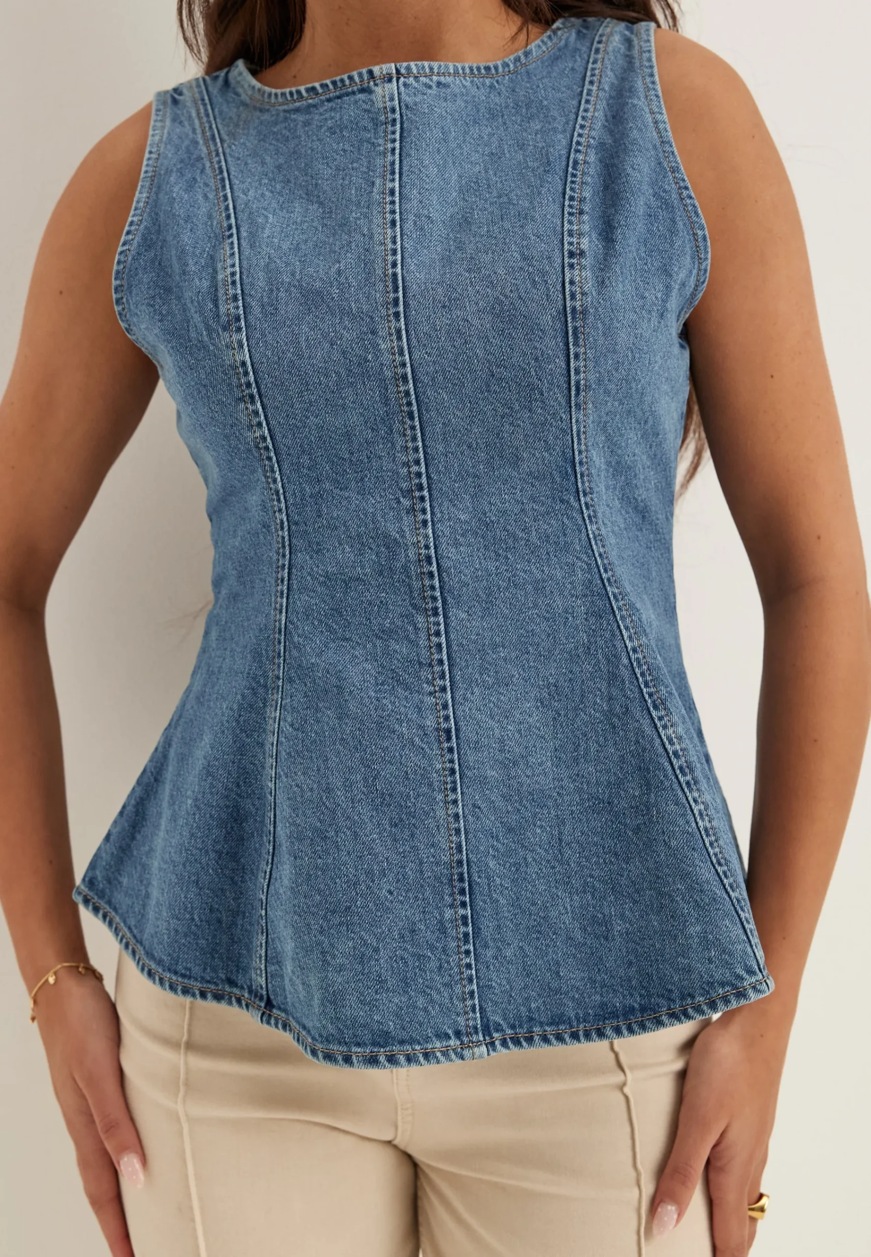 Denim Peplum Top