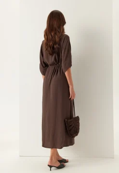 Drawstring Viscose Shirt Dress