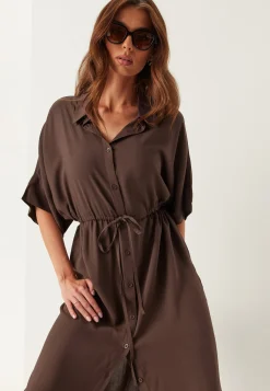 Drawstring Viscose Shirt Dress