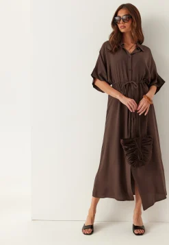 Drawstring Viscose Shirt Dress