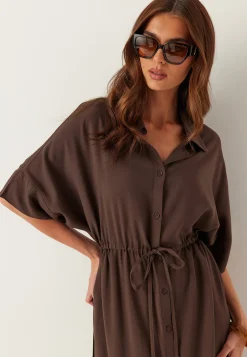 Drawstring Viscose Shirt Dress
