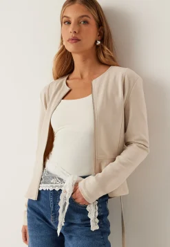 Faux Suede Peplum Jacket