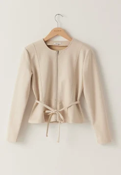 Faux Suede Peplum Jacket