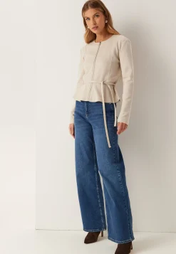 Faux Suede Peplum Jacket