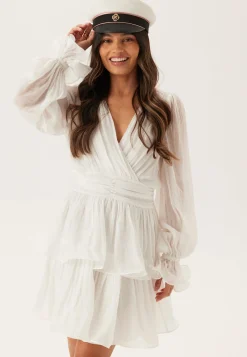 Frilled Balloon Sleeve Short Flounce Dress