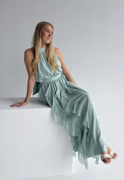 Frill Halterneck Ankle Dress