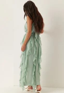 Frill Halterneck Ankle Dress