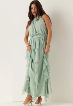 Frill Halterneck Ankle Dress