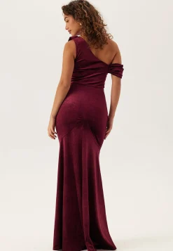 Glitter Velvet One Shoulder Maxi Dress