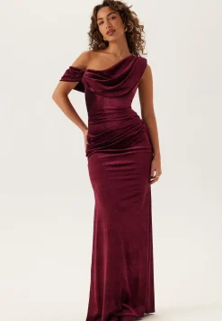 Glitter Velvet One Shoulder Maxi Dress