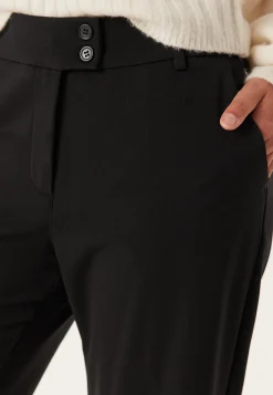 Mid Waist Straight Back Pocket Trousers