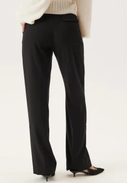 Mid Waist Straight Back Pocket Trousers