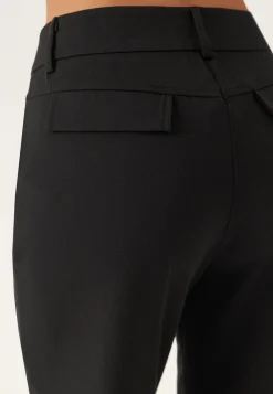 Mid Waist Straight Back Pocket Trousers