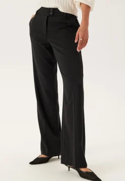 Mid Waist Straight Back Pocket Trousers
