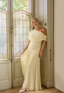 Off Shoulder Mesh Maxi Dress