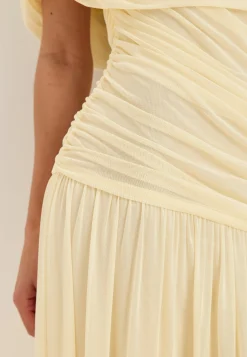 Off Shoulder Mesh Maxi Dress
