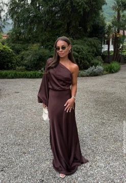 One Shoulder Satin Gown