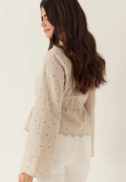 Pcarmorine Ls Embroderi Top
