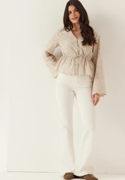 Pcarmorine Ls Embroderi Top