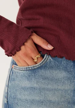 Pcmarie Ls O-neck Poin Top
