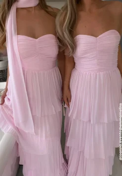Pleated Bandeau Gown
