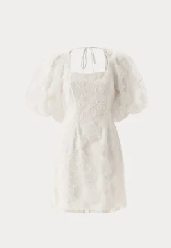 Puff Sleeve Embroidered Dress