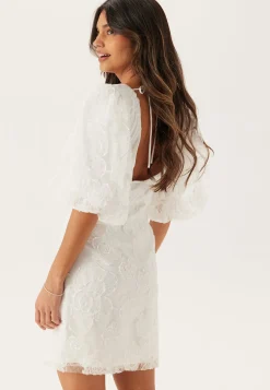 Puff Sleeve Embroidered Dress