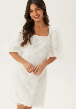 Puff Sleeve Embroidered Dress