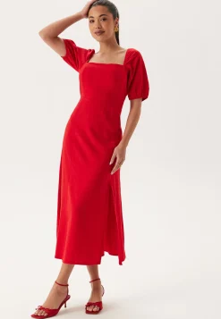 Puff Sleeve Linen Blend Dress